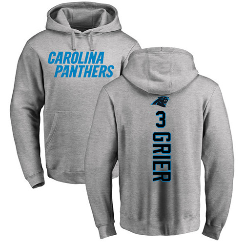 Carolina Panthers Men Ash Will Grier Backer NFL Football #3 Pullover Hoodie Sweatshirts